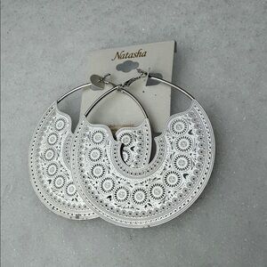 Natasha Couture Silver Color Hoop Earrings